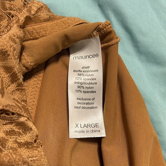 XL Maurice’s bra no padding. Tan. Lace. Elastic under bra area. Pretty. Nice - Picture 4 of 10